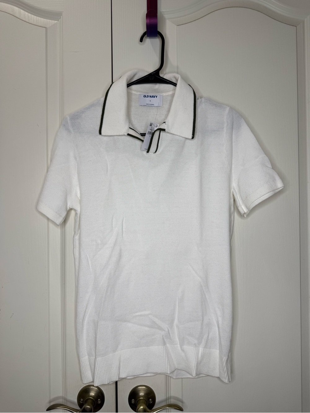 Old Navy White Polo with Black Contrast Trim